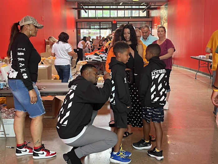 Former Pittsburgh Steelers wide receiver JuJu Smith-Schuster at his charity event.